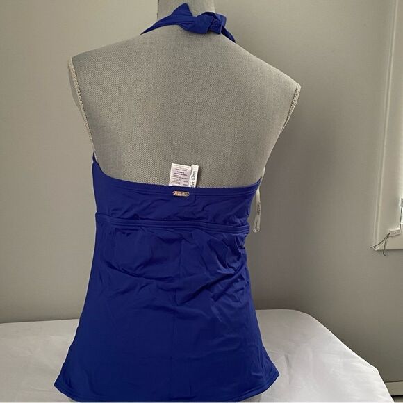 Calvin Klein Women's Studded Halter Tankini Top Blue M - Picture 3 of 4